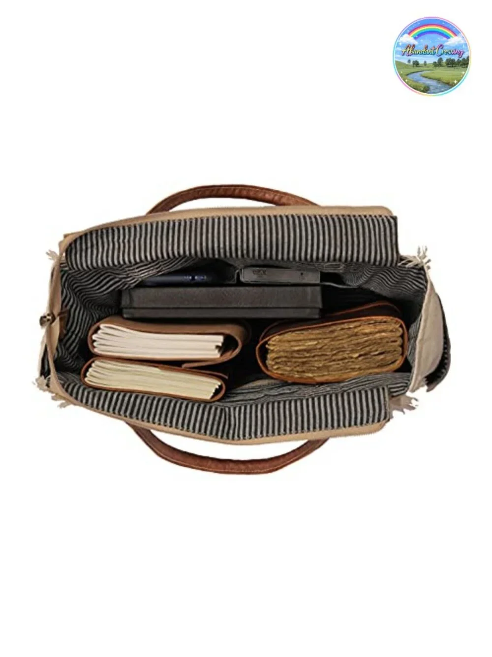 Vintage Distressed Canvas Tote Bag with Leather Handles